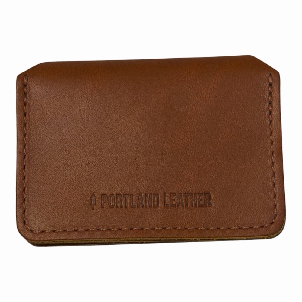 NEW Portland Leather Goods Mini Envelope Wallet Brown Cognac Leather